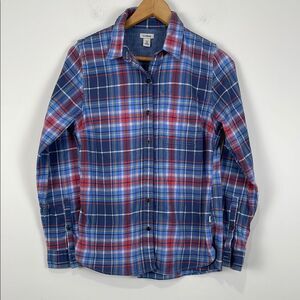 L.L. Bean Women’s BeanFlex All-Season Button Down Shirt XS Plaid Blue Flannel